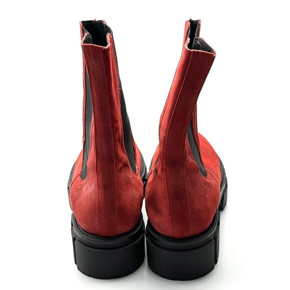 Justin Reese Red Suede Chunky Sole Boots—UK 7/US 9/EU 40—Removable Buckles—NWOT - Picture 8 of 10